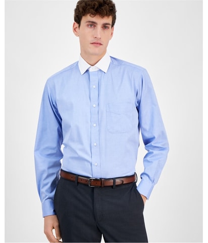 Pinpoint Solid Button Down Dress Shirt