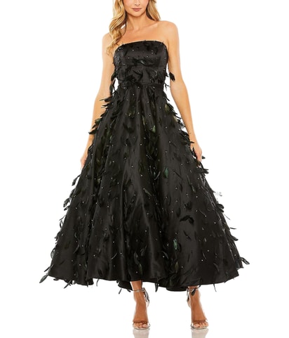 Mac Duggal Feather Embellished Gown Dress