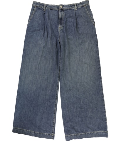 High Rise Pleated Wide Leg Slim Jeans