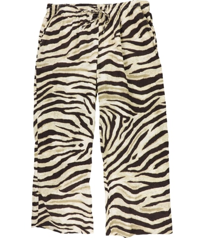 Ralph Lauren Zebra-print Linen Wide Leg Casual Pants