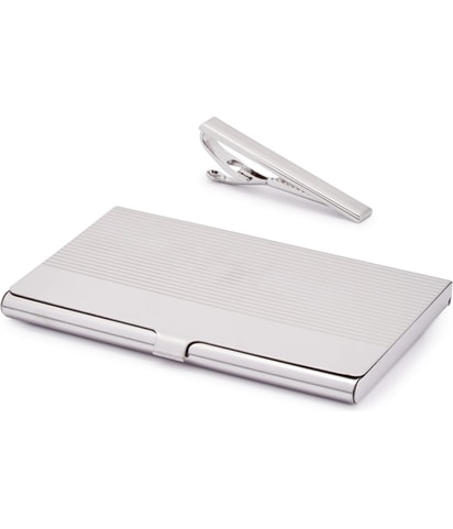Tie Bar Set Coin Card Case Wallet