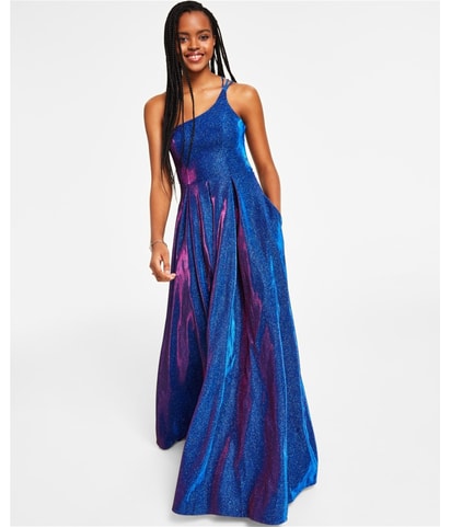 Glitter One Shoulder Gown A-line Dress