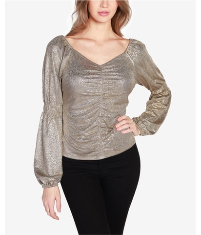 Ruched Foil Knit Blouse
