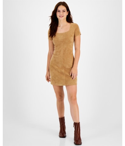 Faux Suede Sheath Dress