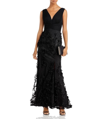 Floral Applique Mermaid Gown Dress