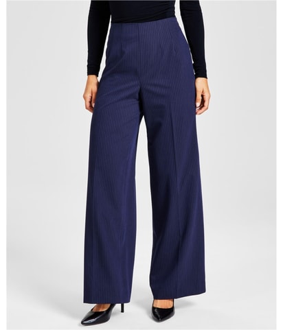 Pleated Pinstriped Straight Leg Casual Pants