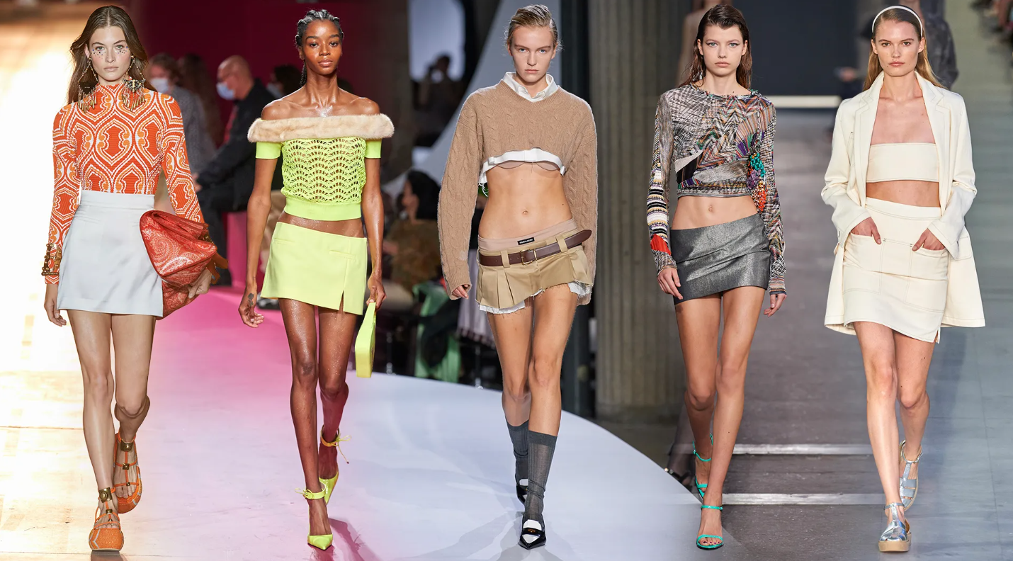 runway models wearing skirts