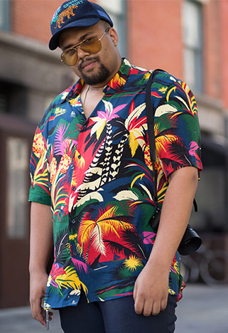 Man-rocks-floral-shirt