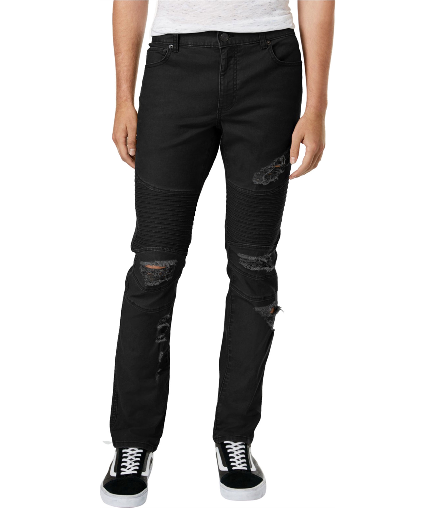 Man-wearing-men's-distressed-slim-fit-jeans