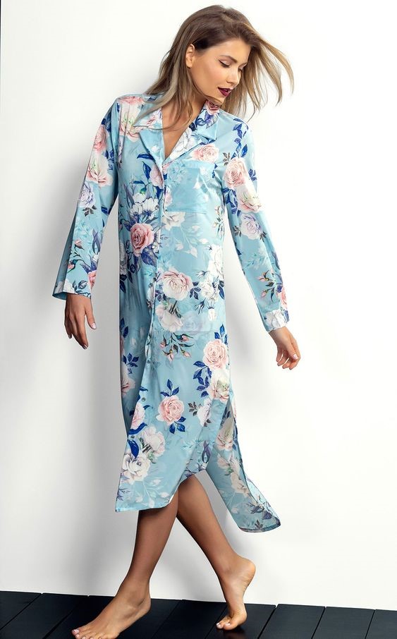 Floral Long Sleeved Soft Button-down Pajamas