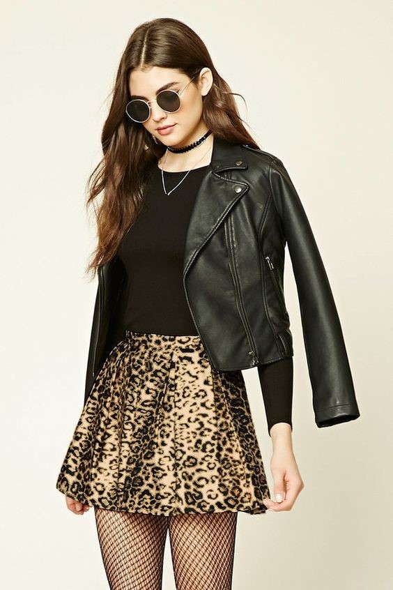 Leopard Skater Pleated Skirt