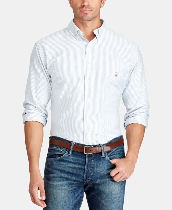 Pair with a colored button-down shirt.   