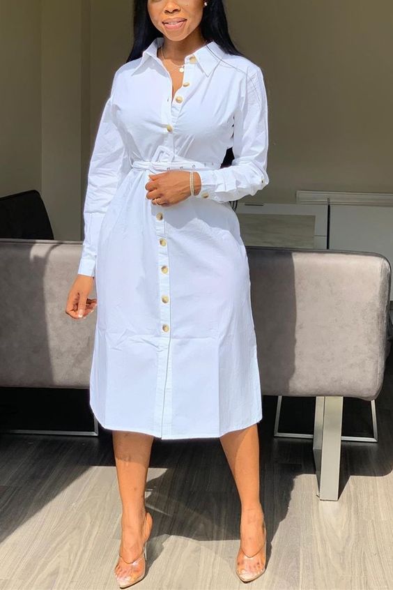 lady models in white Shirt Dress