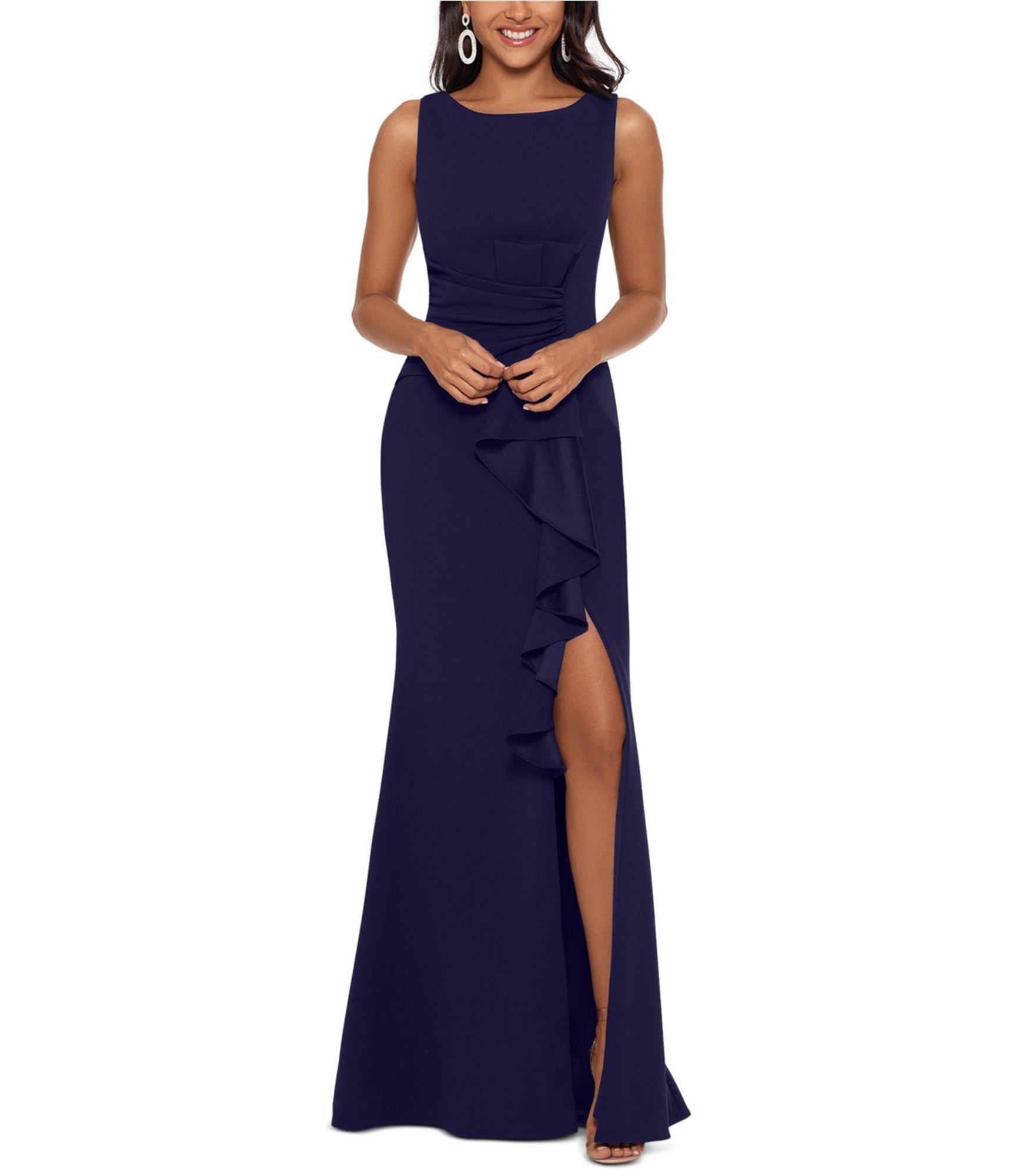 Women-wearing-Betsy-and-adam-women's-solid-gown-dress