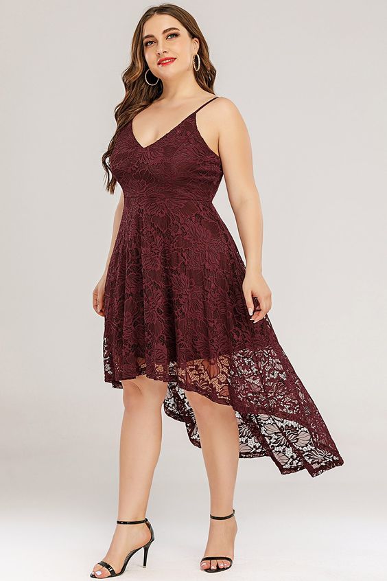 High low Lace Plus Size Dress