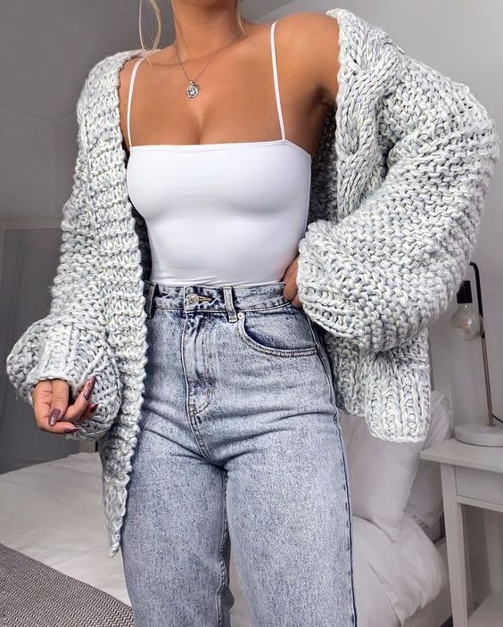 Loose Knitted Casual Cardigan Tops Women Long Sleeve Sweaters