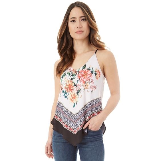 Material Girl Handkerchief Hem Tank Top