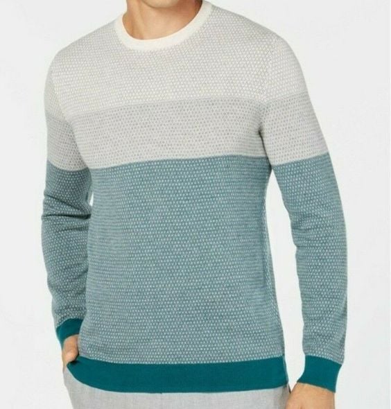 Tasso Elba Colorblocked Supima Pullover Sweater