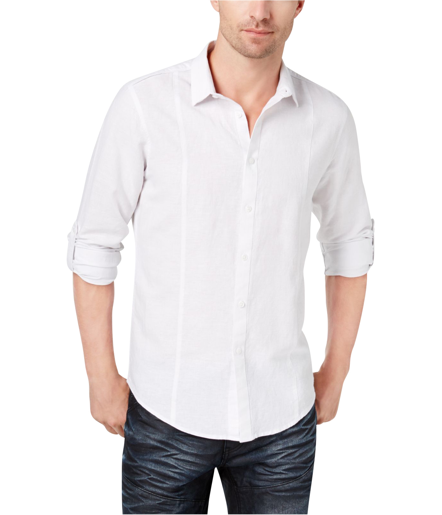 man-wearing-roll-up-white-button-up-shirt