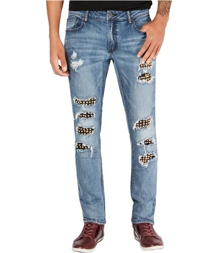 A model in distressed jeans