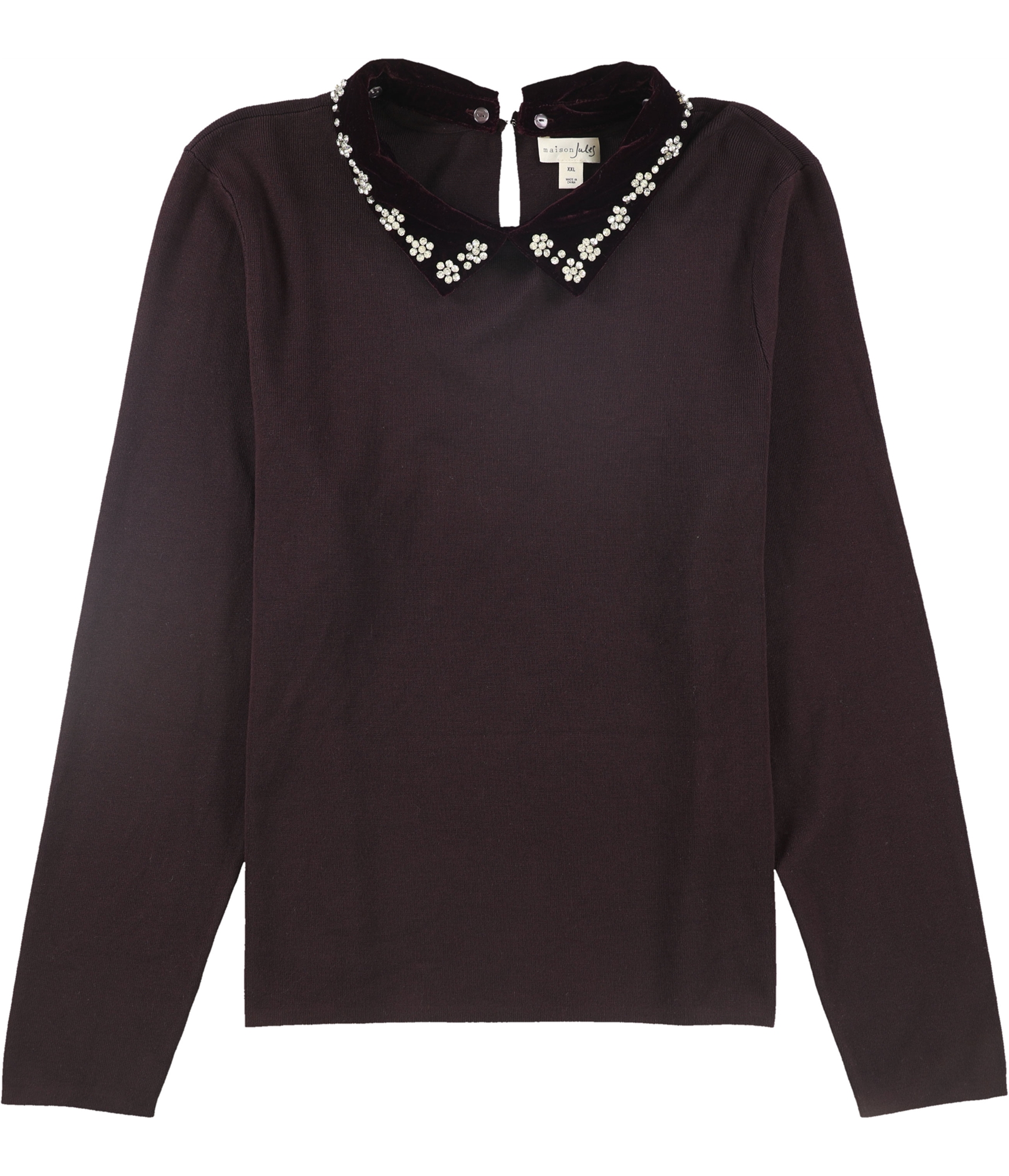 Embellished-collar-pullover-sweater