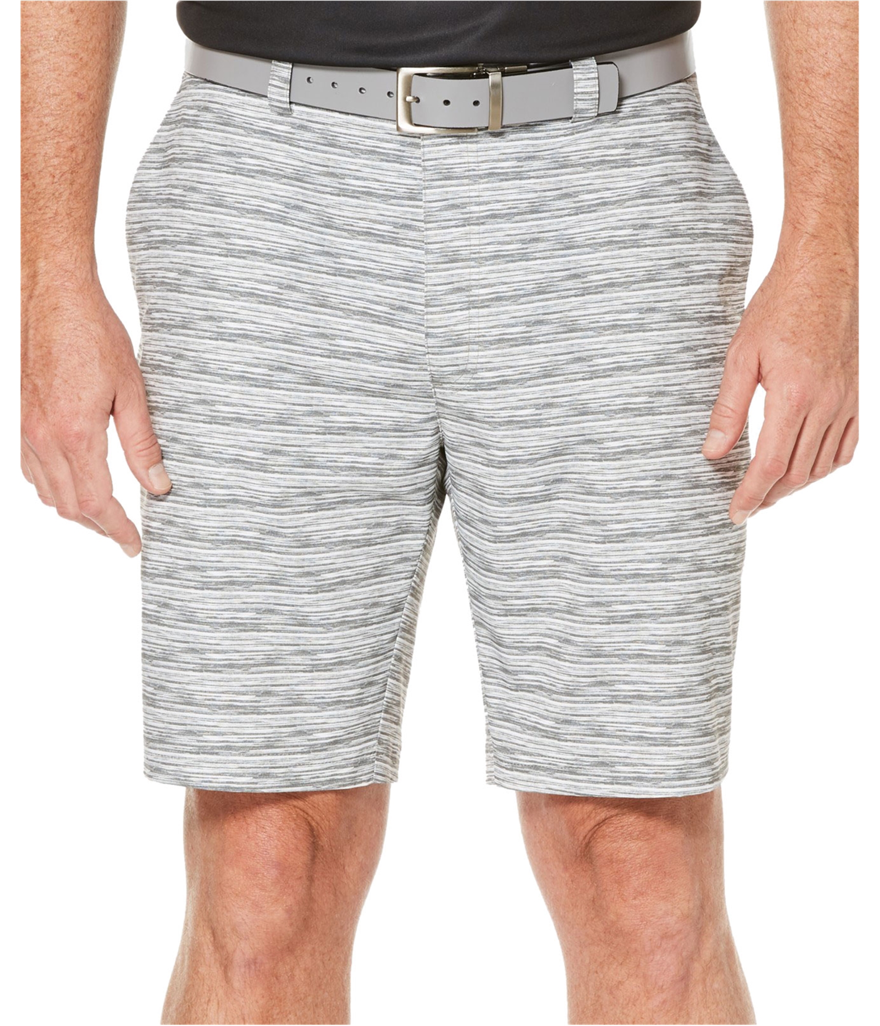 Man-wearing-striped-golf-shorts