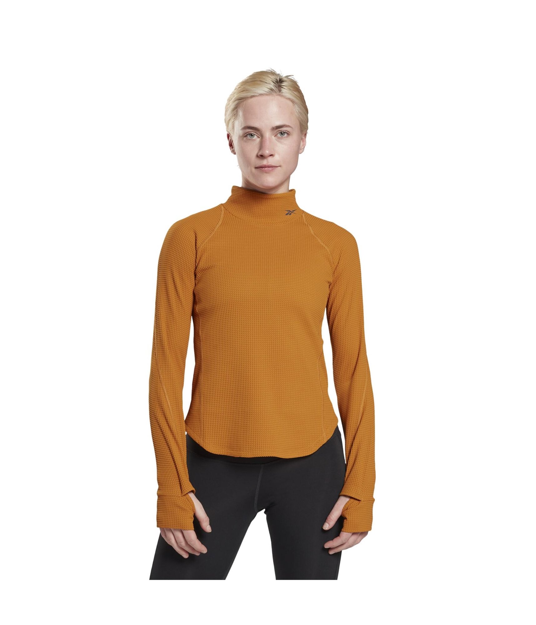 Woman-wearing-turtleneck-tee