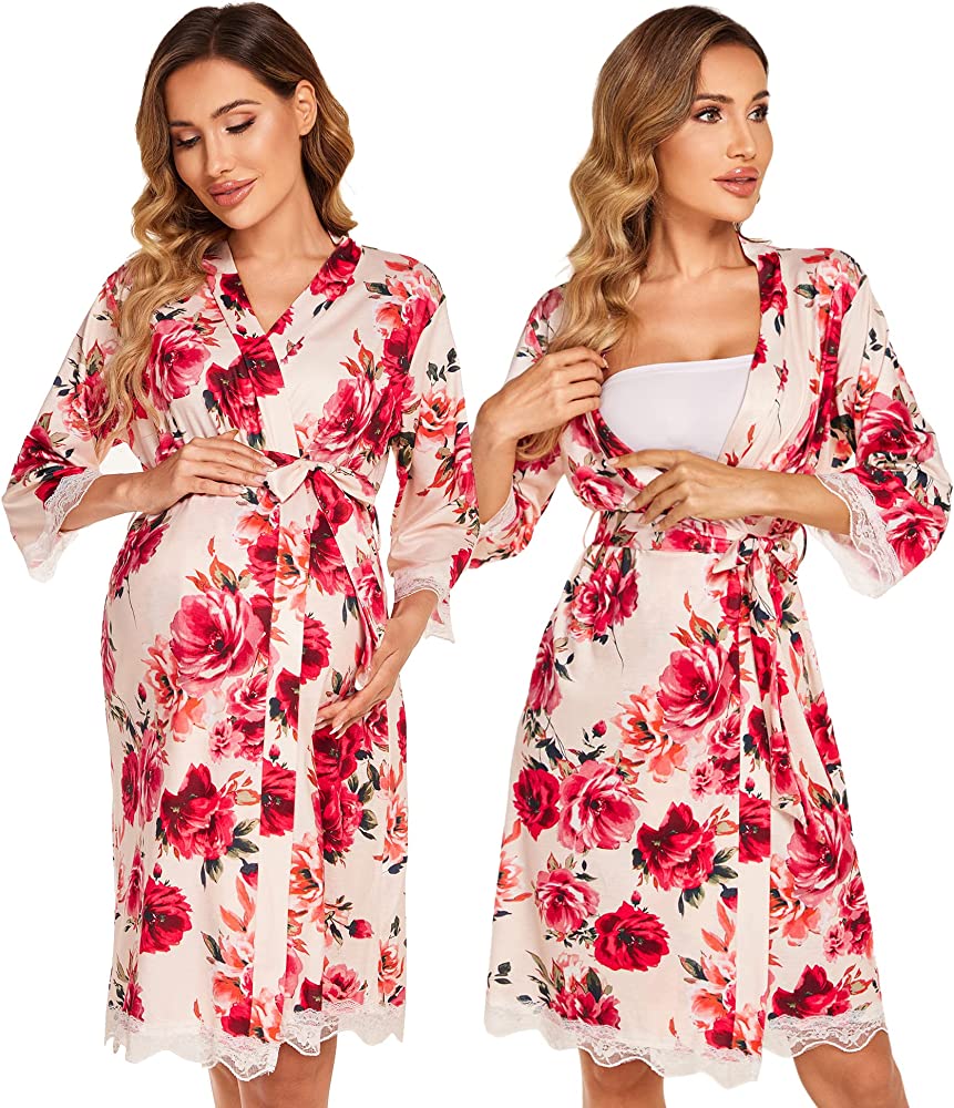 lady models in Ekouaer Maternity Robe