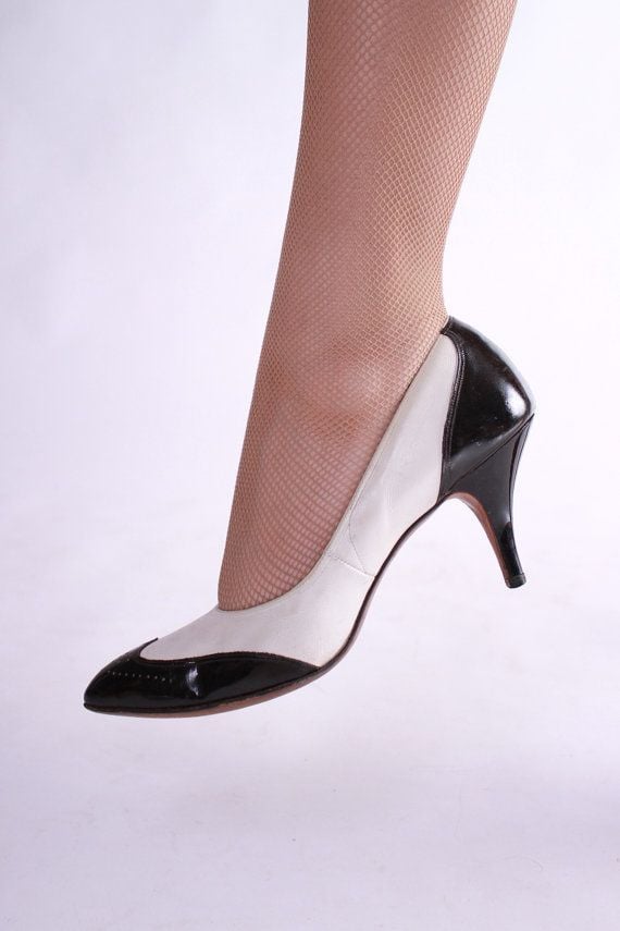 a black and white retro inspired heel