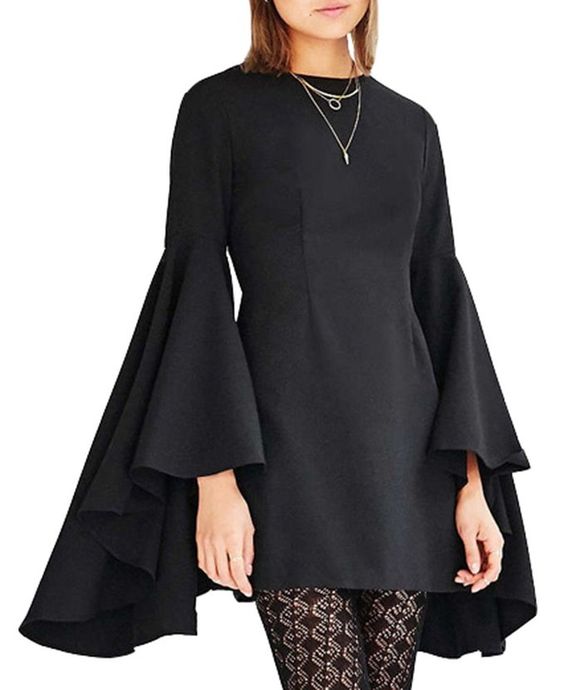 Calvin Klein Sheath Chiffon Bell Sleeves