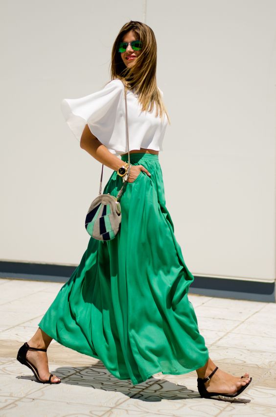 A Flowy Skirt and a White Crop Top