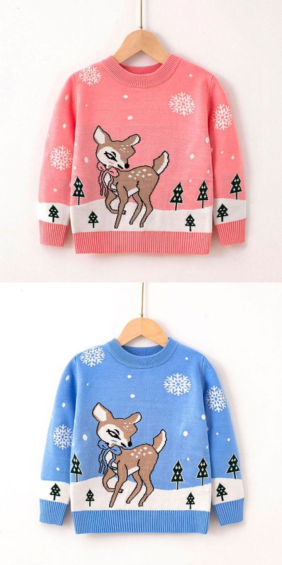 Versatile kids printed pullover sweaters