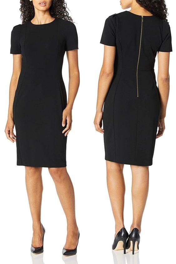 American Living Women's Lenore Mesh Popover Sheath Dress is made of a comfortable and stretchy material