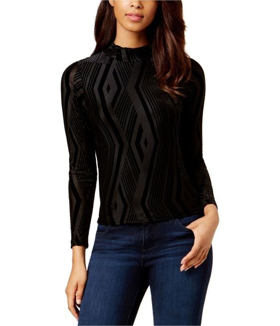 Bar Iii Womens Burnout Knit Blouse