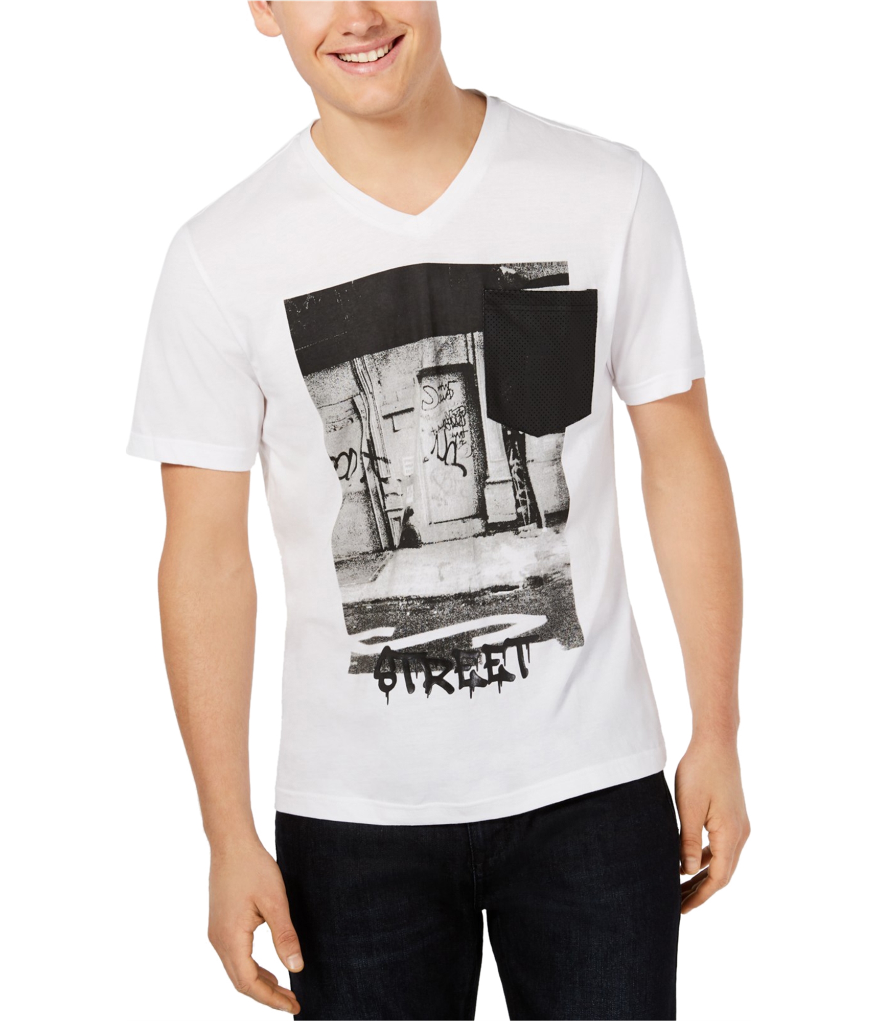 man-wearing-white-graphic-tee