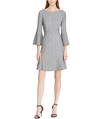 Lady models in grey A-line dress