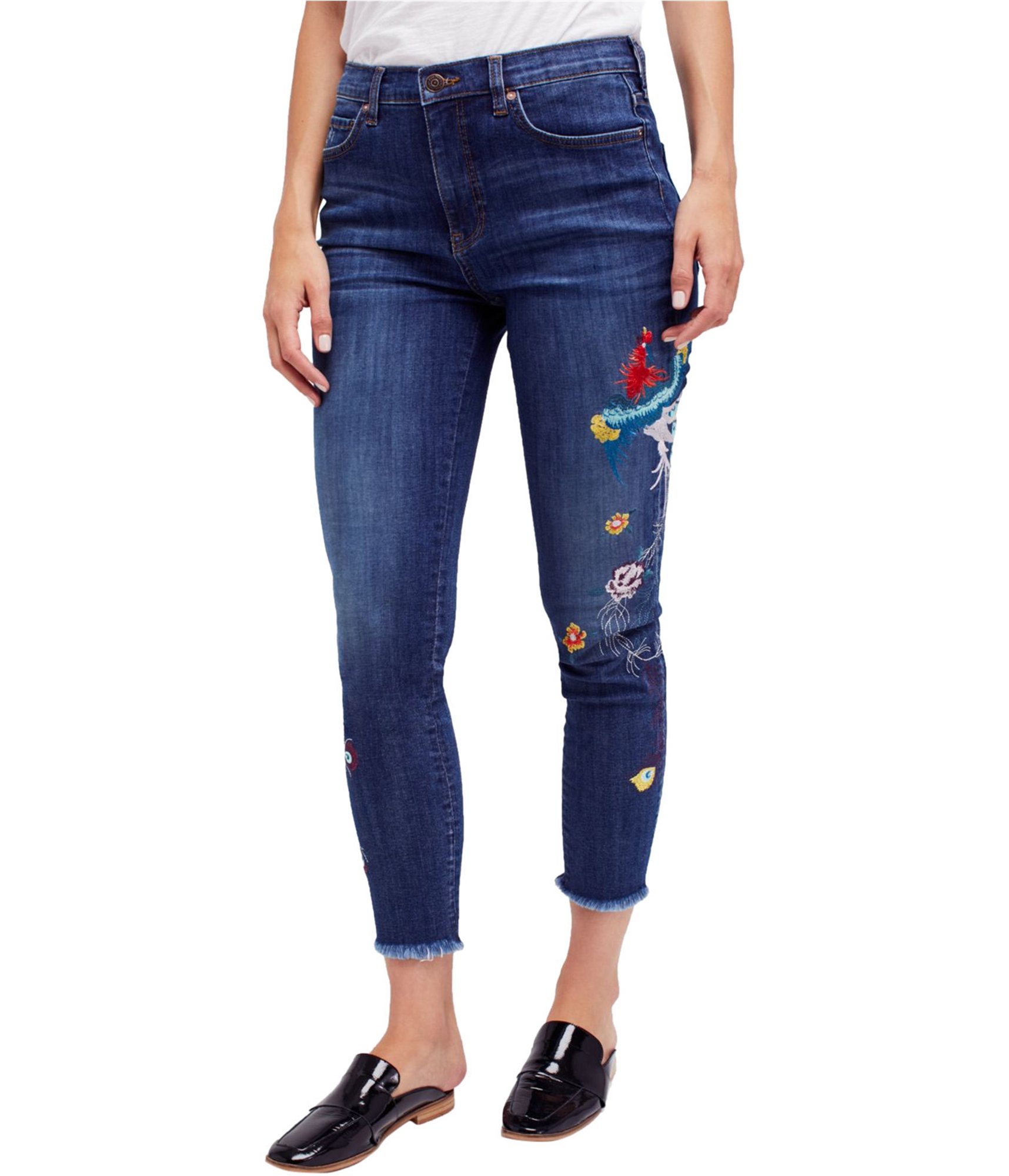 woman-wearing-embroidered-jeans