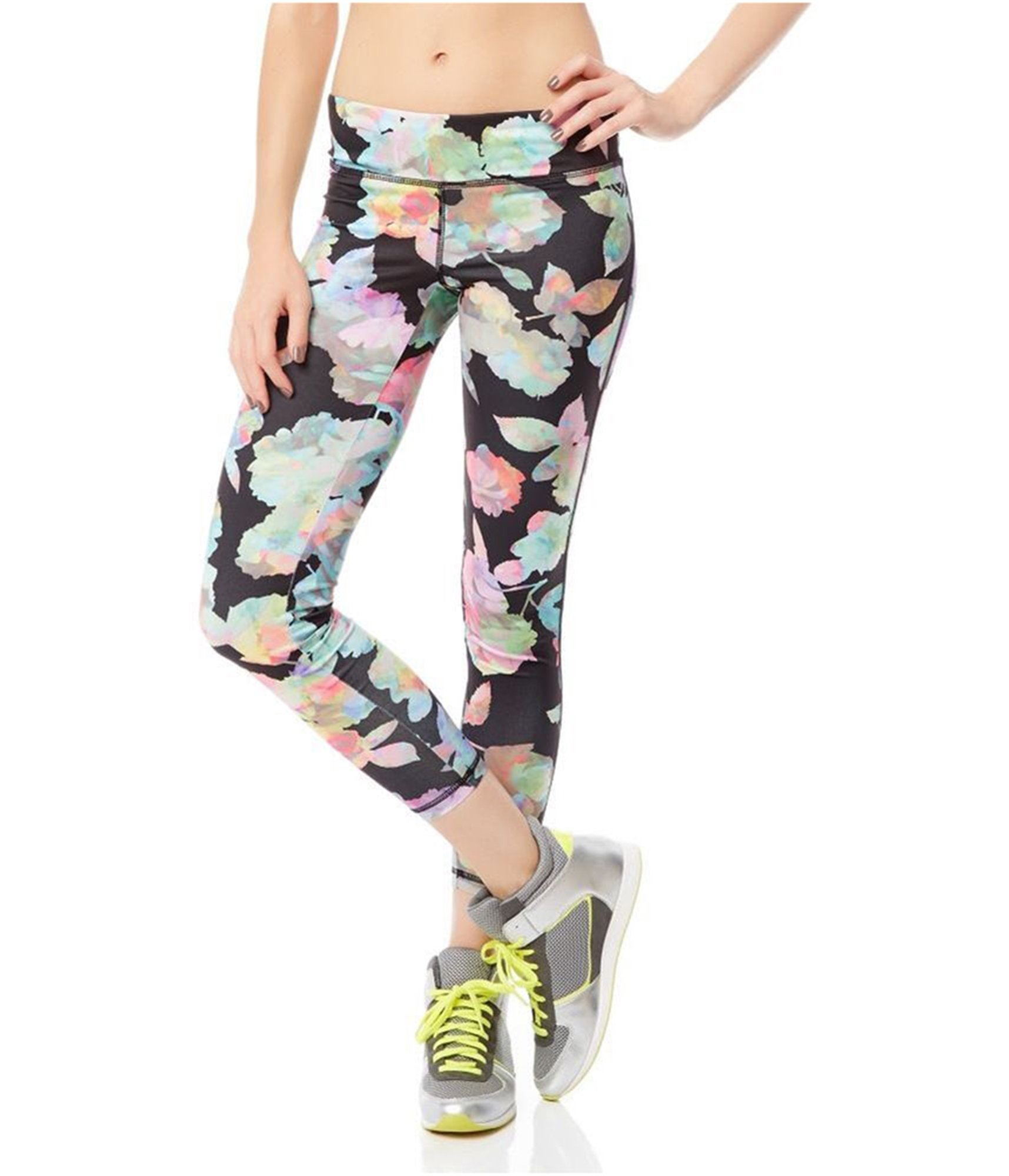 Woman-wearing-floral-track-pants