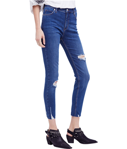 Free People Ripped Raw Hem Skinny Fit Jeans