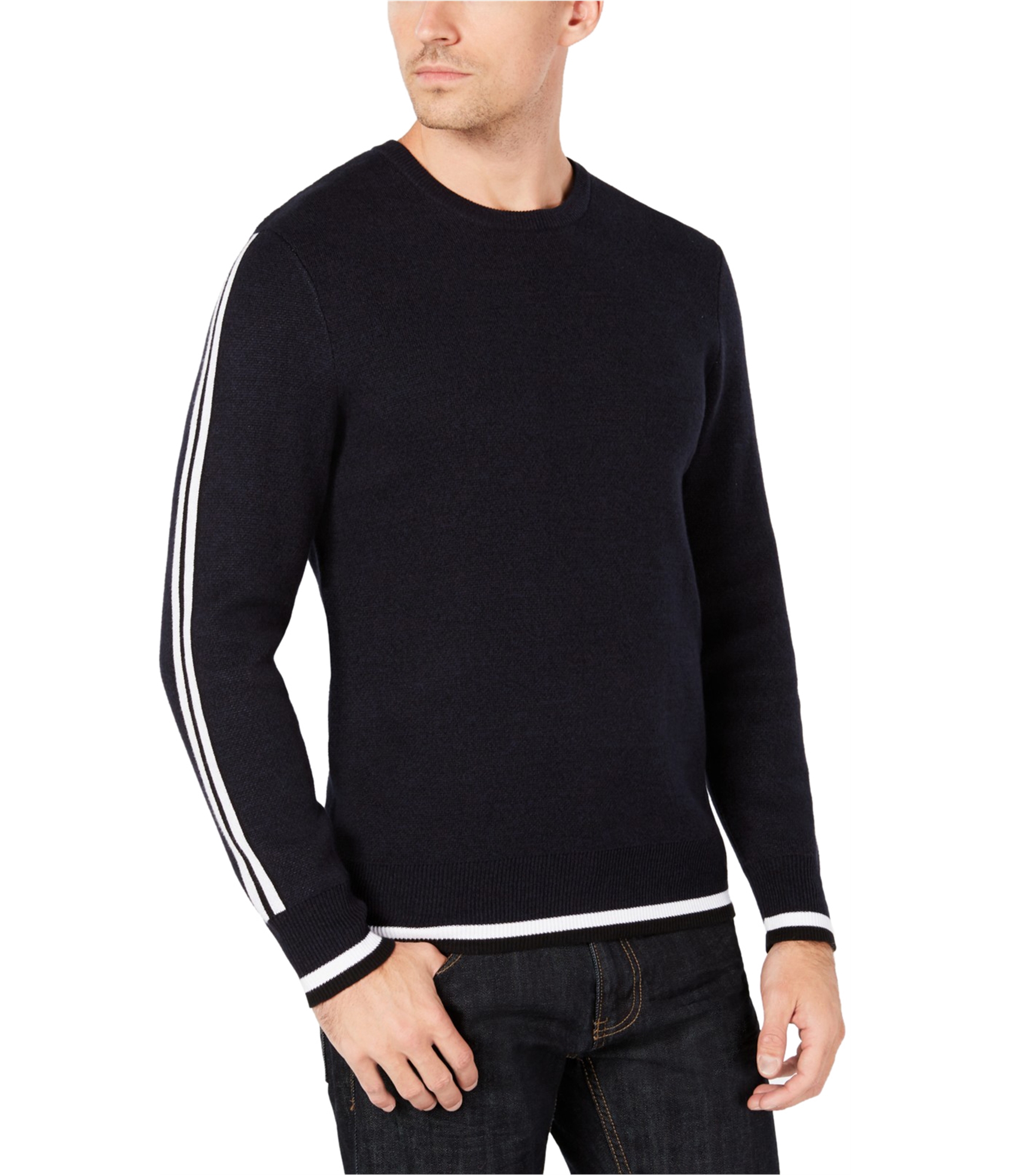 Man-wearing-striped-pullover-sweater