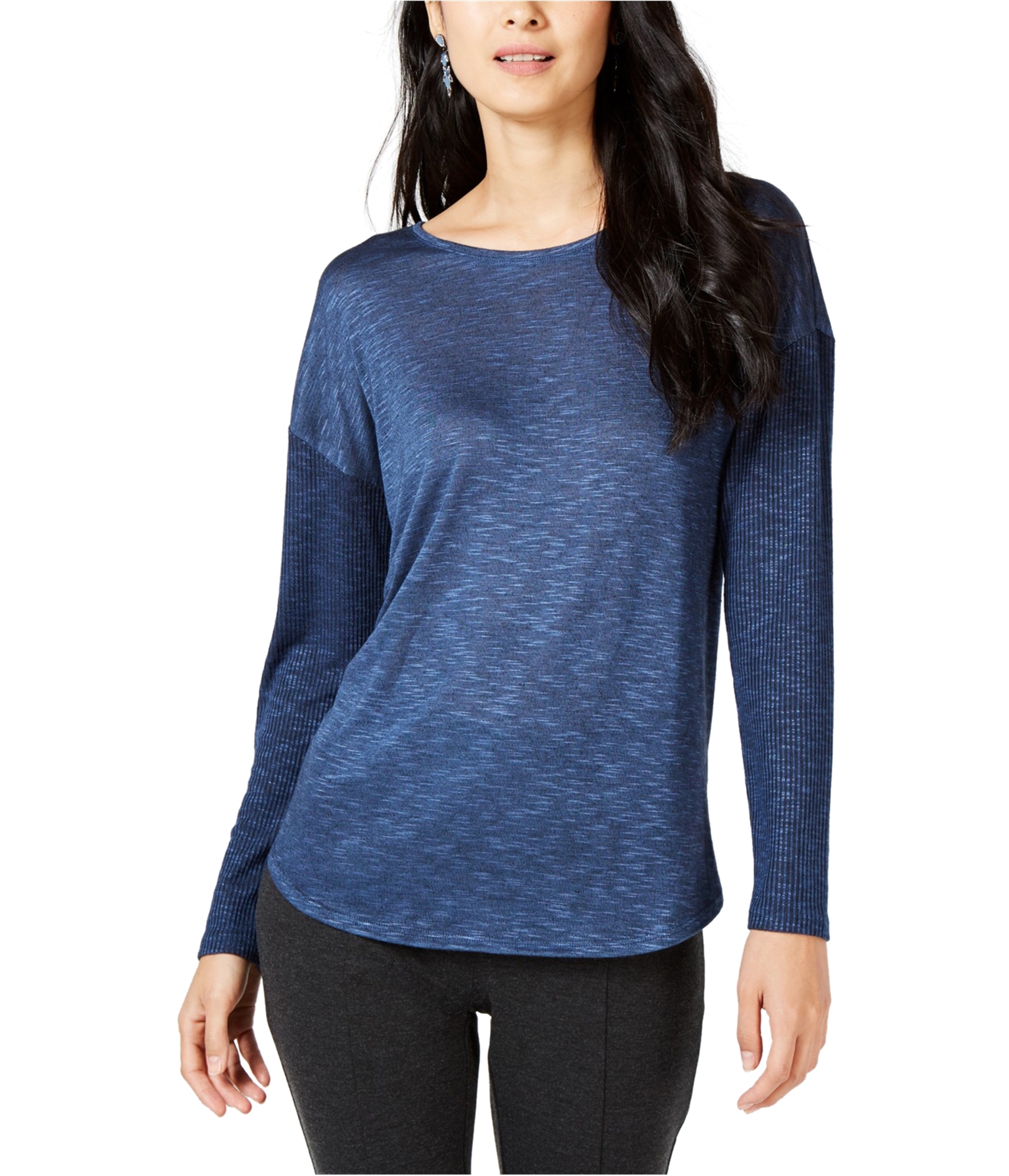 I-N-C Womens Heathered Pullover Blouse