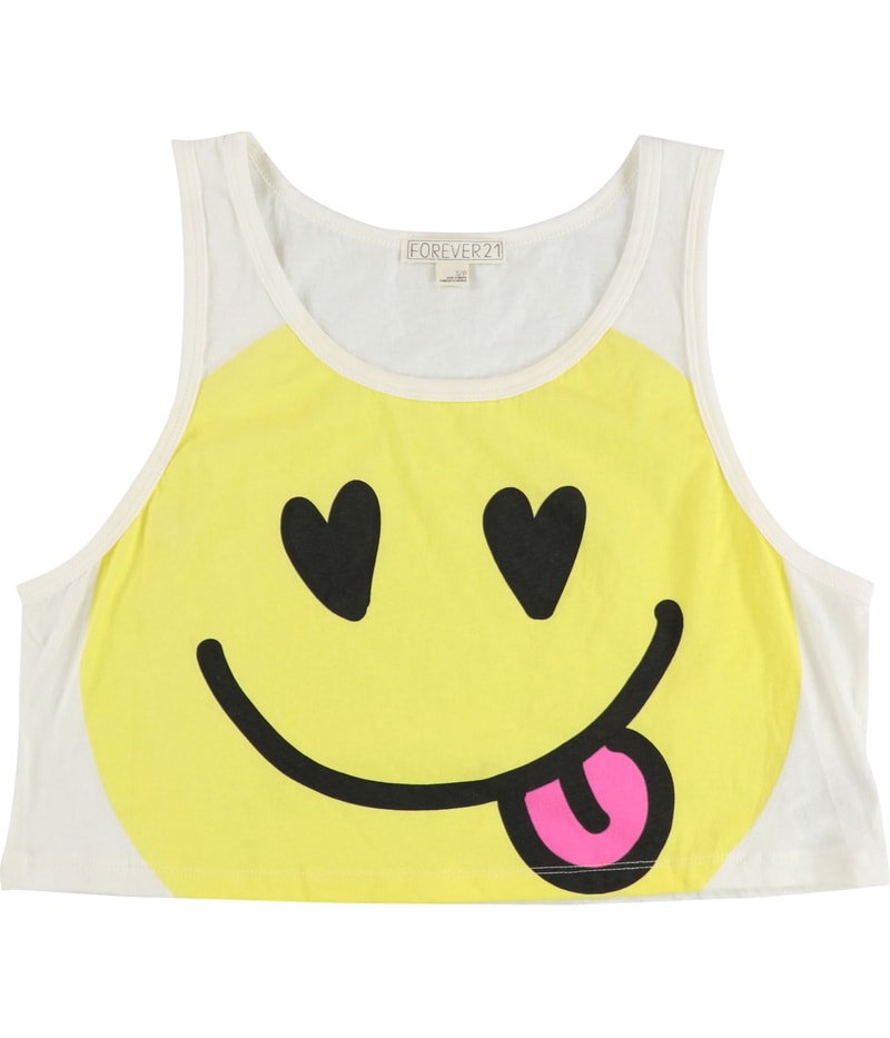 Forever 21 Womens Smiley Tank Top in Cream