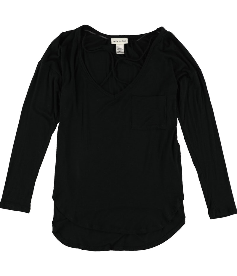 Belle du Jour Womens Crisscross Shell Blouse in Black