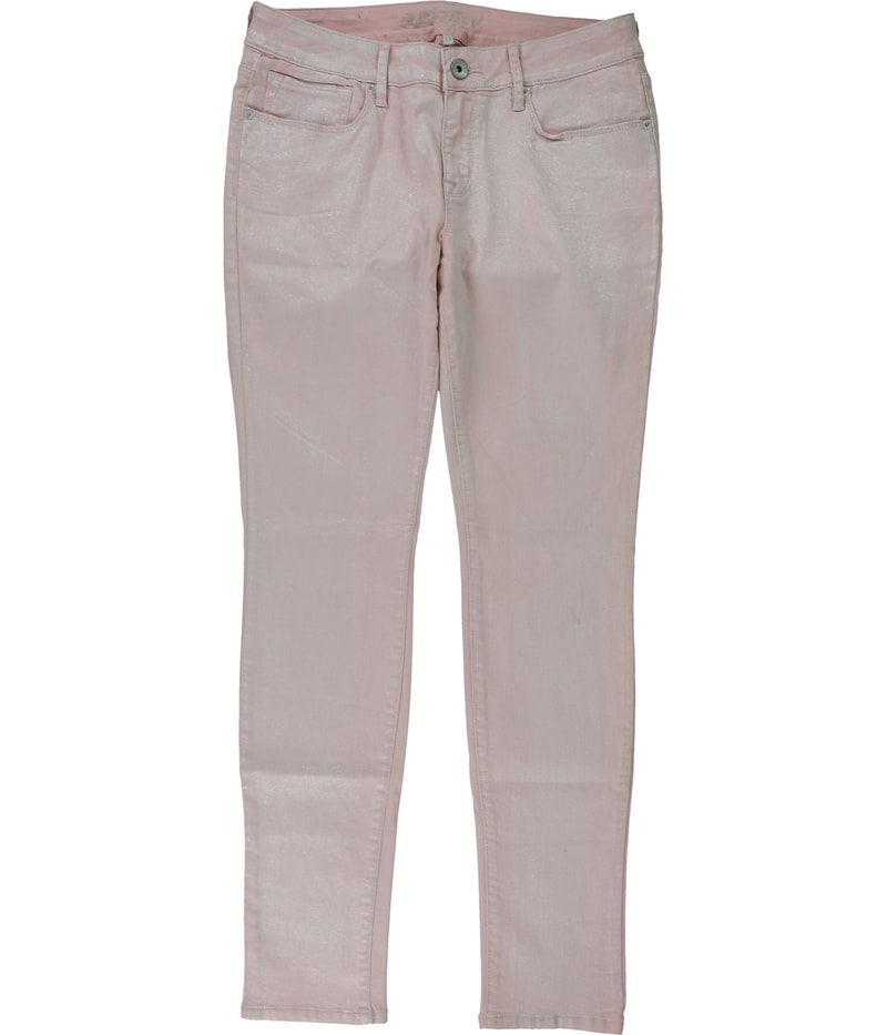 Bullhead Denim Co. Womens Premium Sparkle Tapered Skinny Jeans in Pink