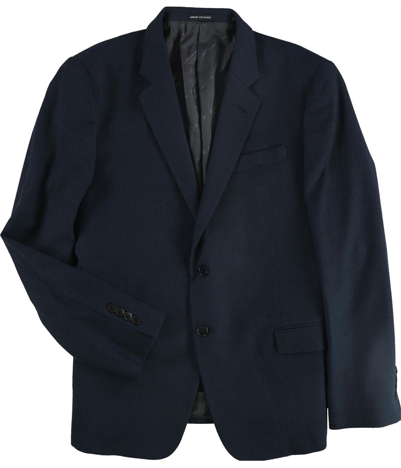 Armani Mens Texture Solid Two Button Blazer Jacket in Medium Blue