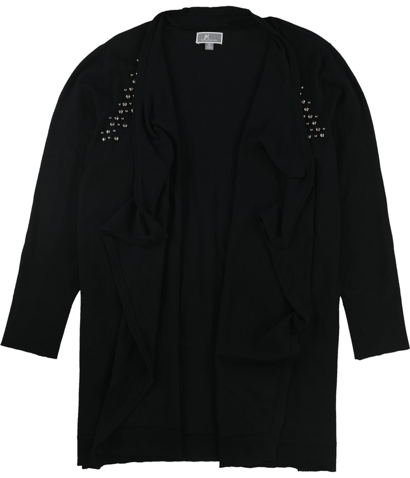 JM Collection Womens Studded Cardigan Sweater in Black