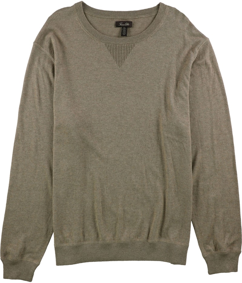 Tasso Elba Mens Lux Crew Neck Pullover Sweater in Taupe