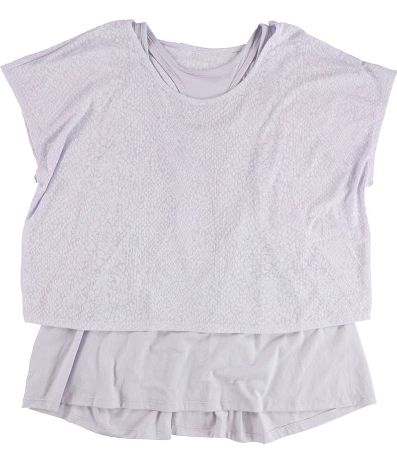 Ideology Womens Layered Snake Print Graphic T-Shirt in Lavender