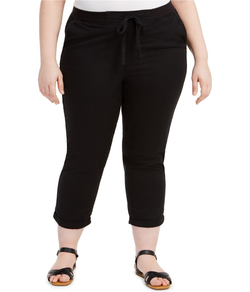 Style & Co. Womens Twill Tape Straight Leg Casual Pants in Black