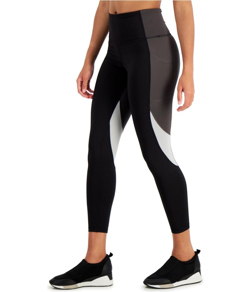 Ideology Womens 7/8 Colorblock Athletic Leggings in Black